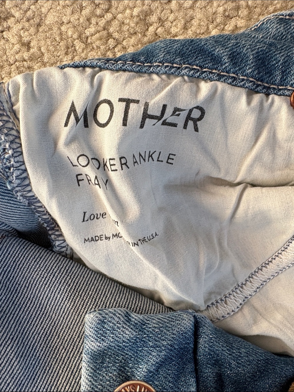 MOTHER Looker Ankle Fray Jeans in Light Blue